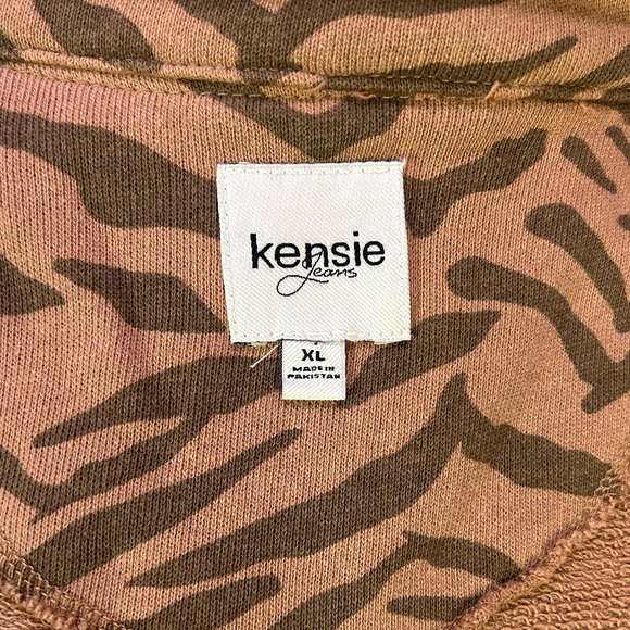 Kensie Brown Zebra Print Button Up Shacket 100% Cotton Fairycore Boho Size XL - Picture 7 of 8